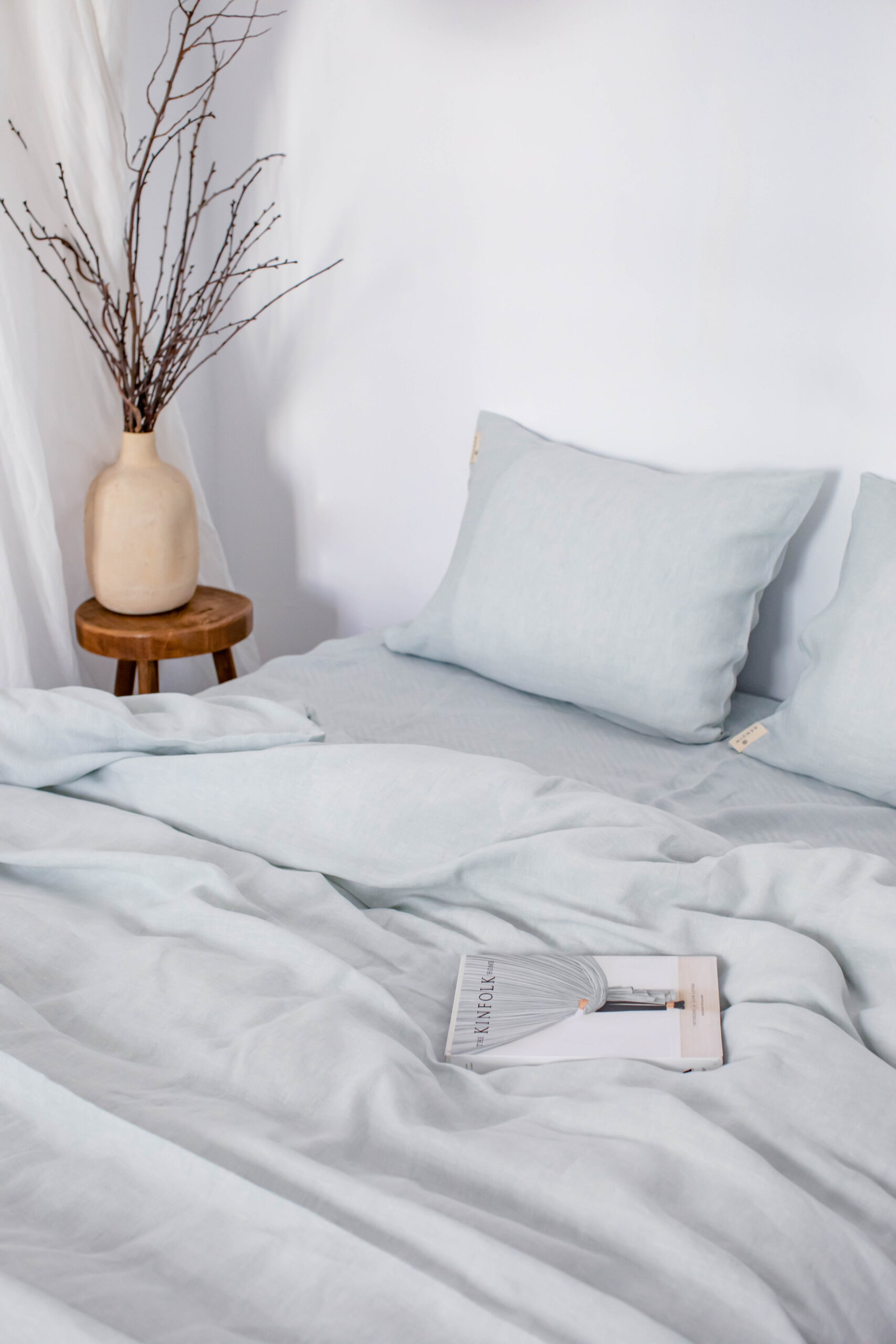 Set Staubblauer Kopfkissenbezug 50x60cm und Laken 80x200cm