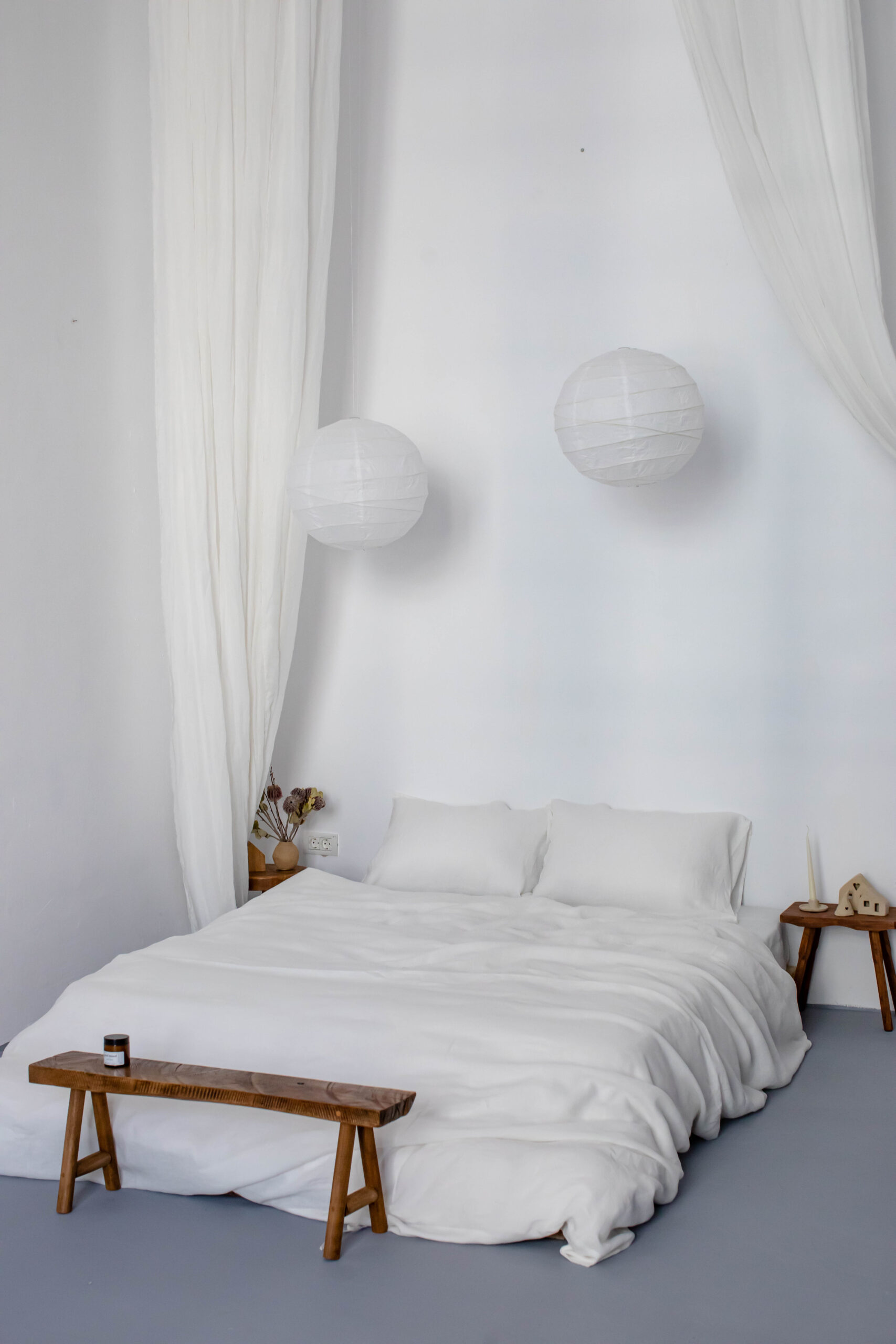 Set Sanfte weiße Kopfkissenbezüge 50x70 und Laken 90x200