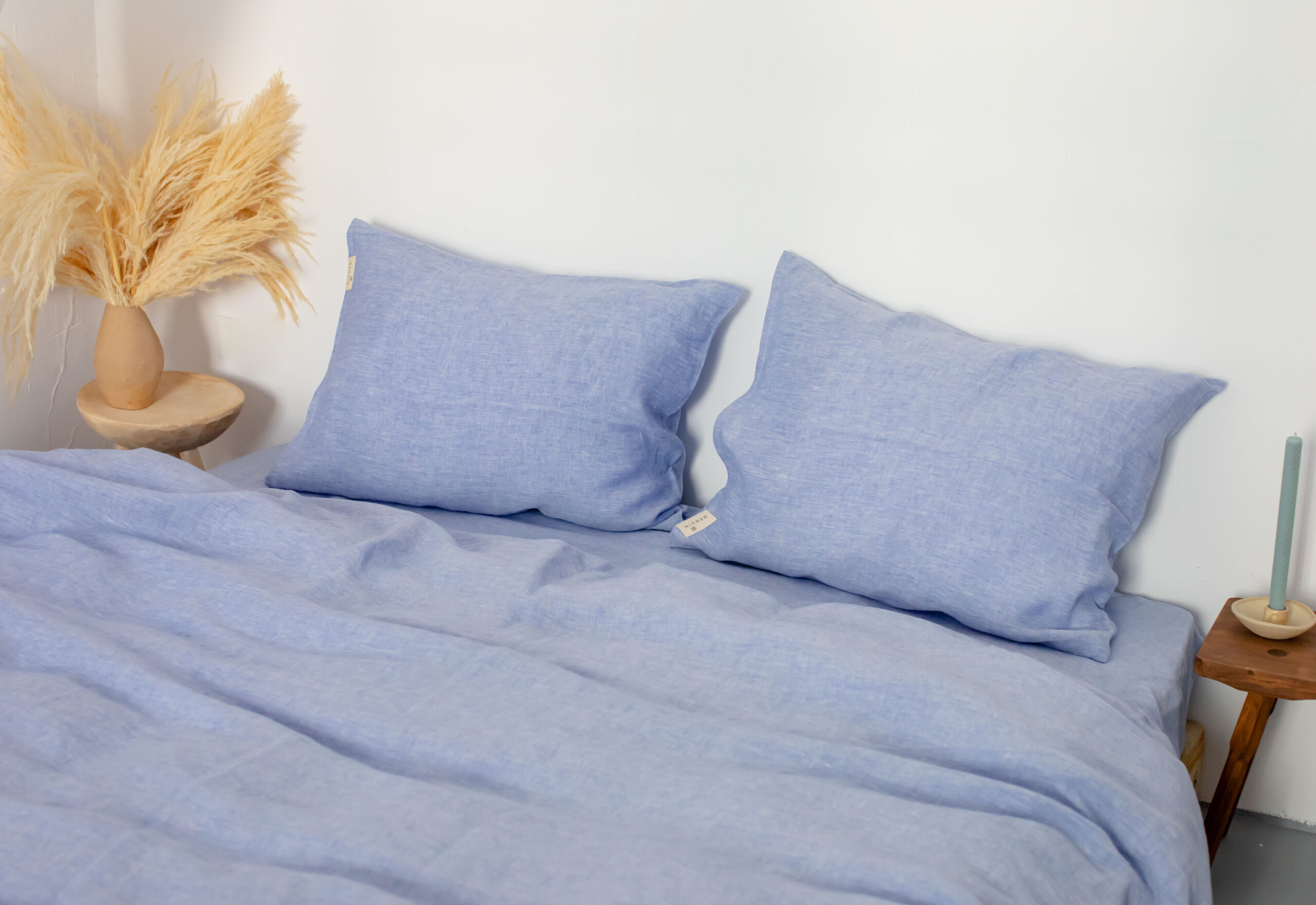Set Ozeanblauer Kopfkissenbezug 50x70 und Kopfkissenbezug 220x220