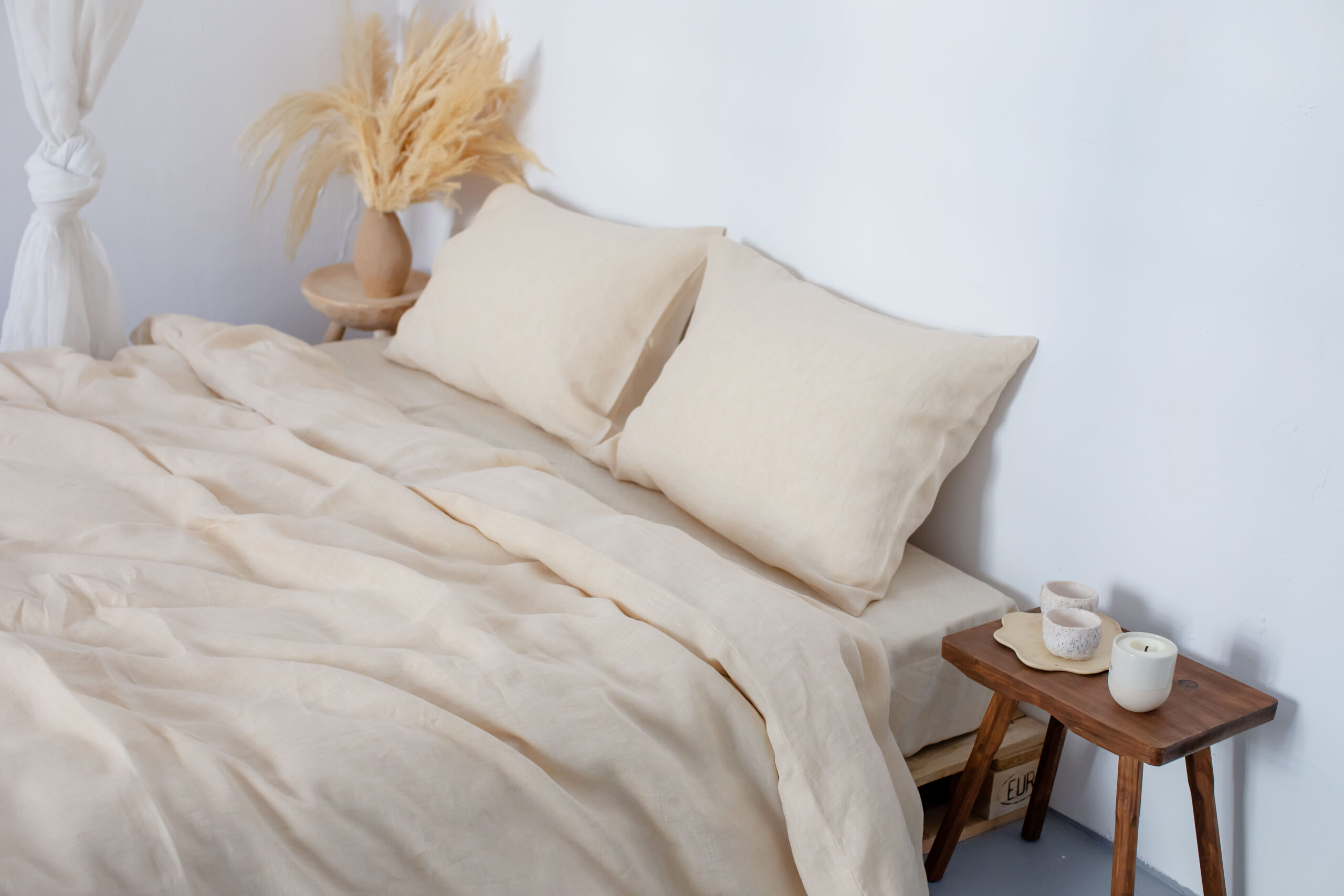 Set Vanillecreme Laken 80x200 und Lotsenbezug 150x200