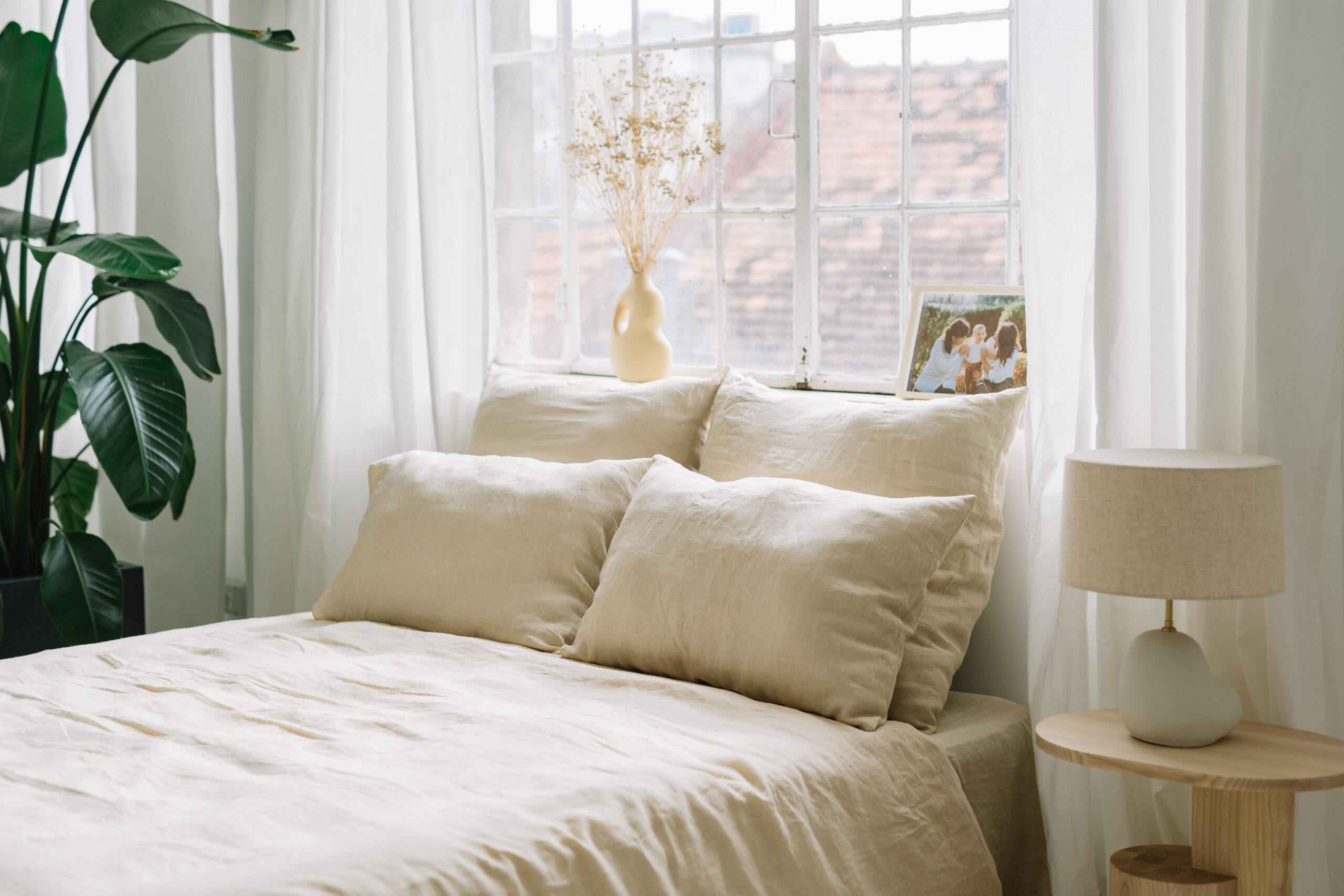 Set Vanille Creme Kissenbezug 60x60cm und Kissenbezug 220x220cm