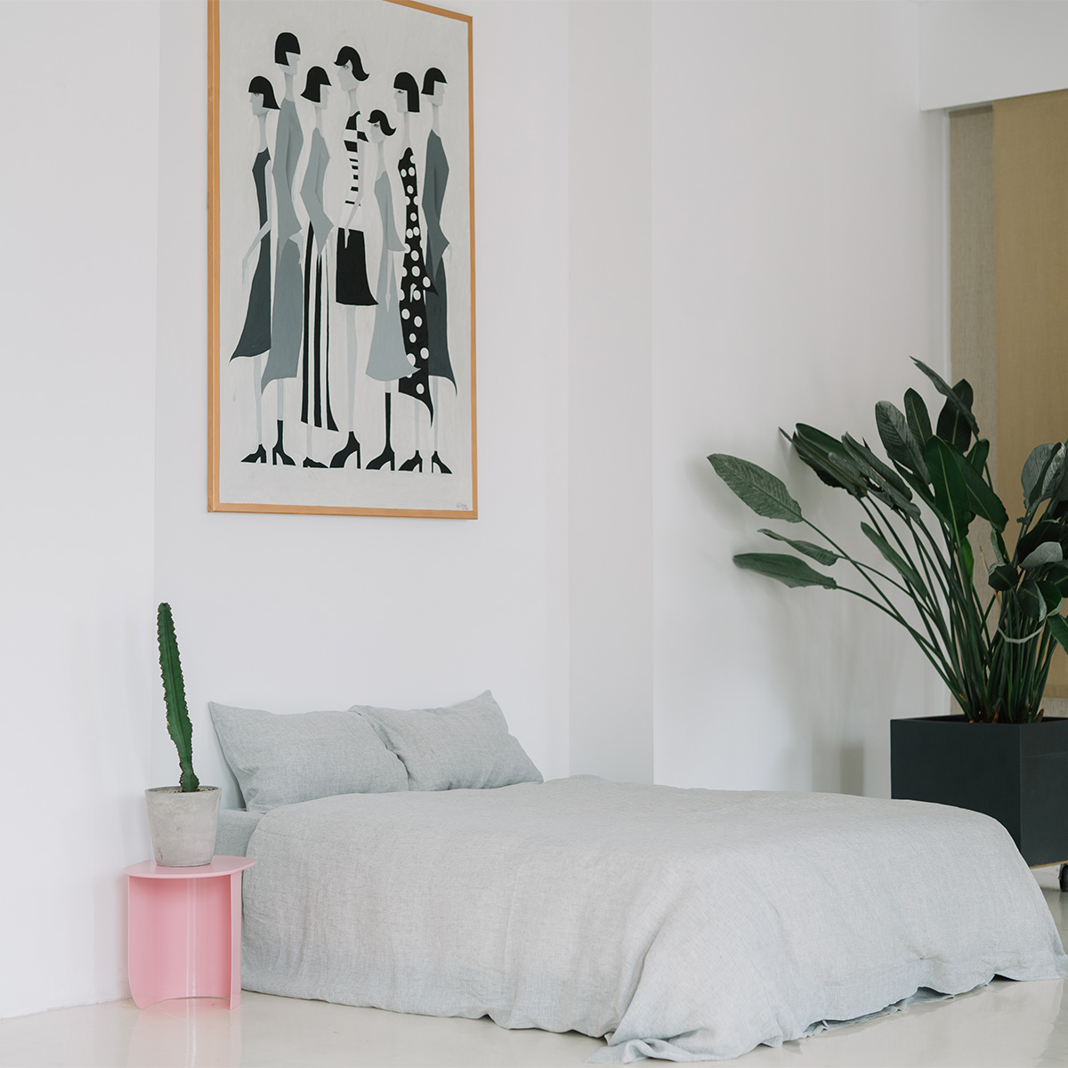 Set Staubgrau Kissen Leinen 50x70 und Laken 90x200