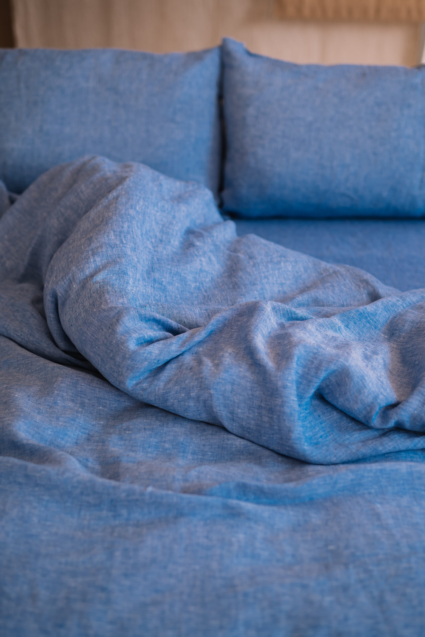 Set Ozeanblauer Kopfkissenbezug 50x60 und Laken 90x200