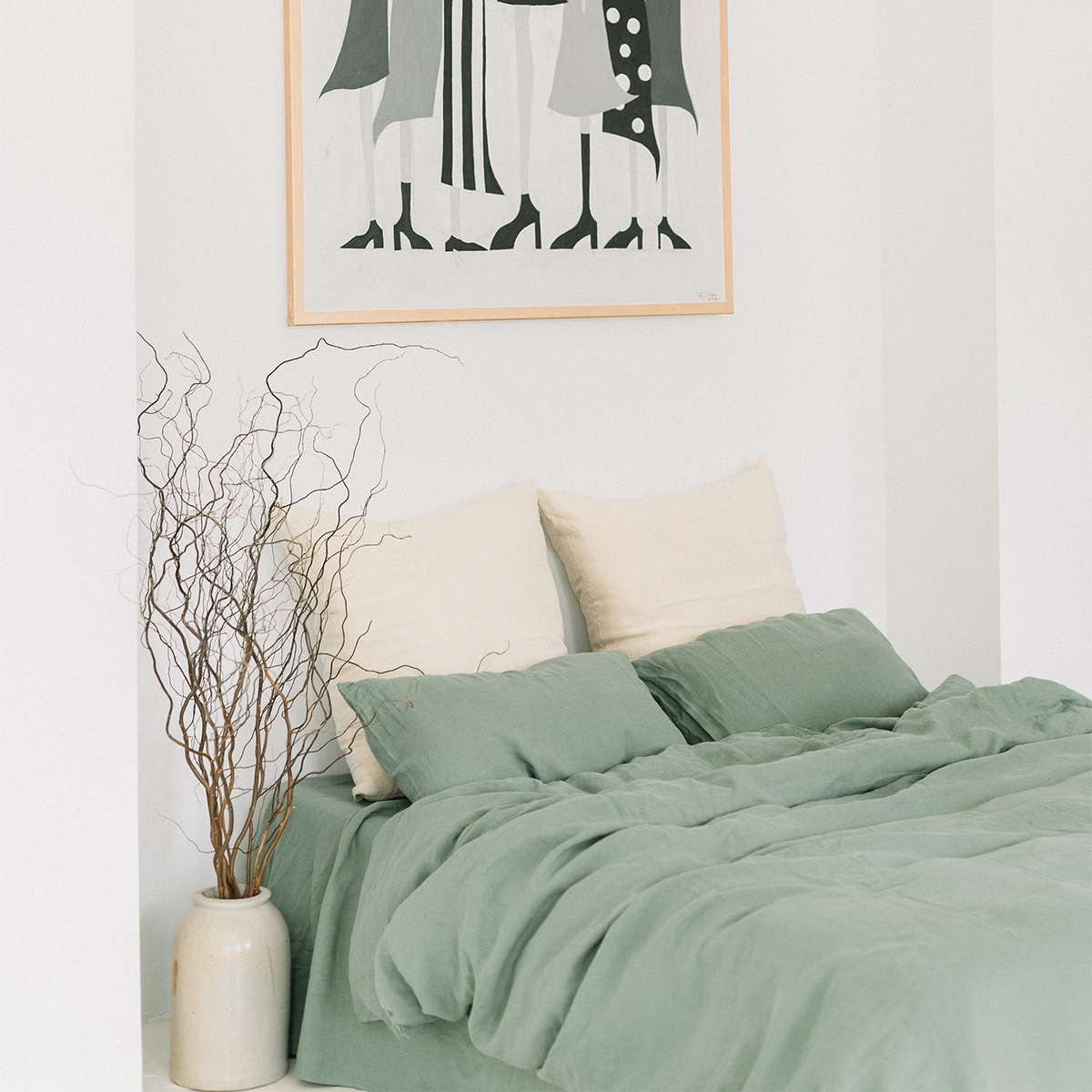 Mintgrüner 50x70cm Kissenbezug und 90x200cm Bettlaken Set