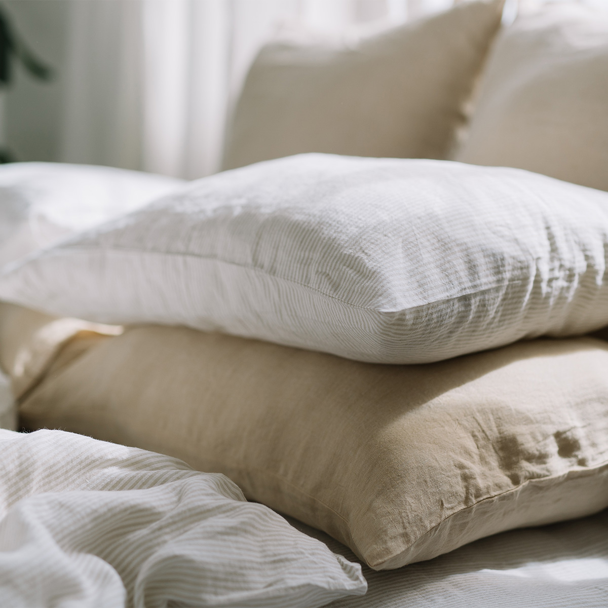 Kopfkissenbezüge Natural Small Stripes