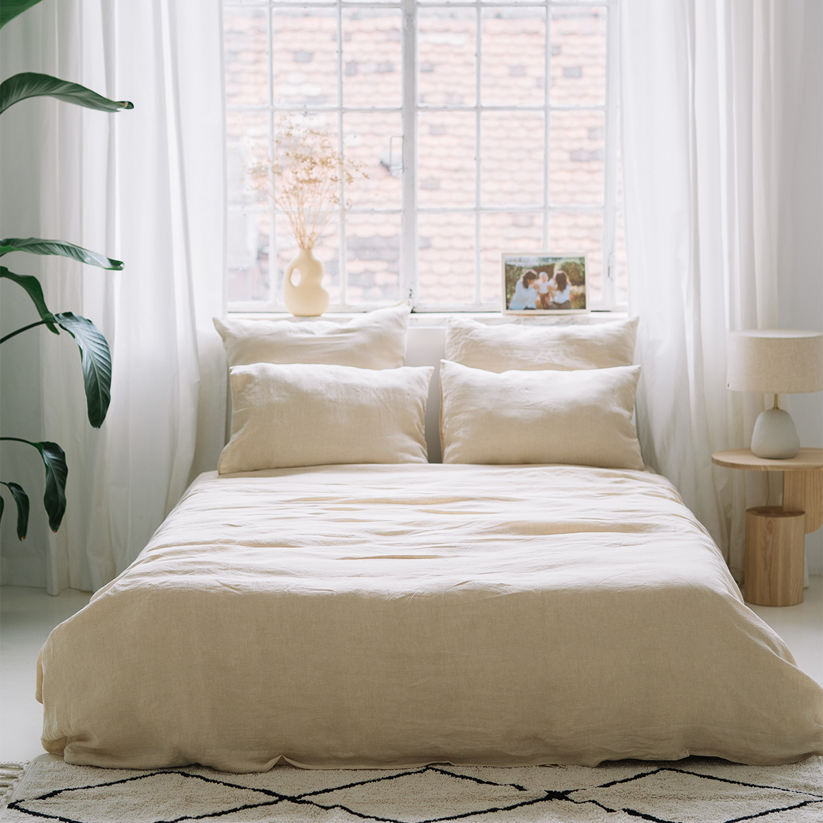 Set Vanillecreme Kissenbezüge 50x60 und Kissenbezug 200x200