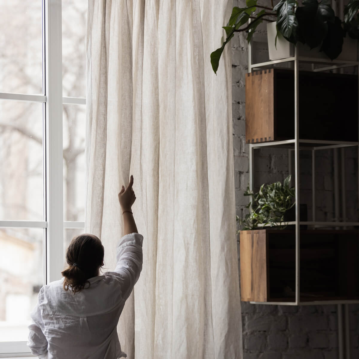 Natürlicher Vorhang aus recycelter Wolle 160x270