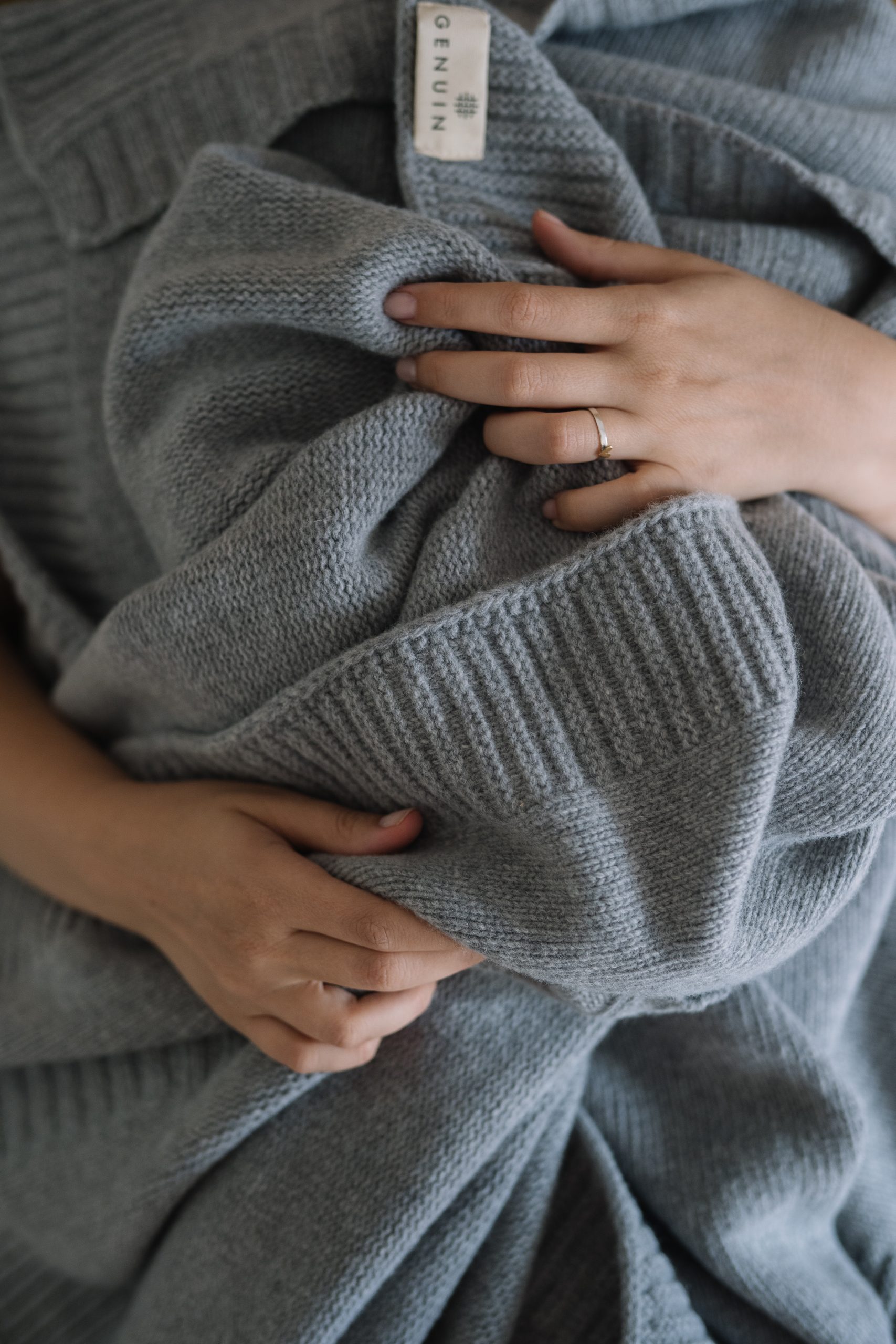 Skandinavien Merino Staubgrau Merinodecke 130x170cm