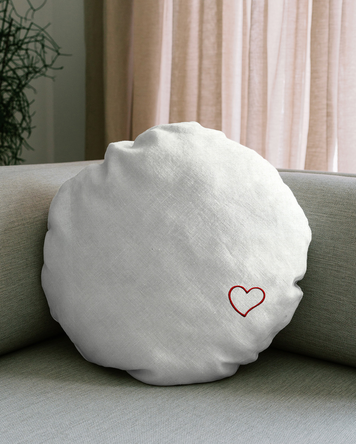 Kissen in LUNA einfarbig Durchmesser 50 einfarbig Stickerei