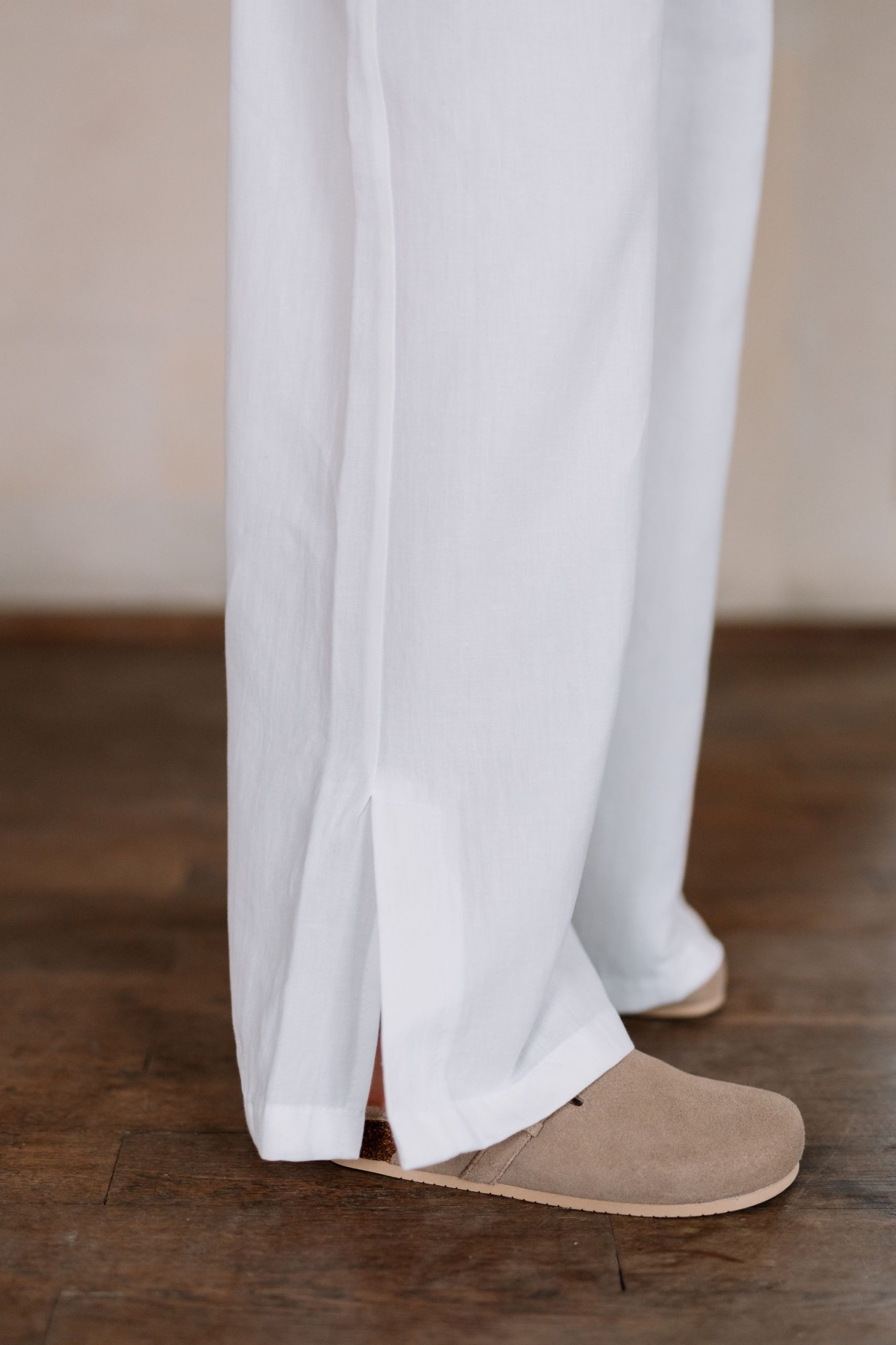 Damen Pyjamahose aus Leinen und Baumwolle Air White